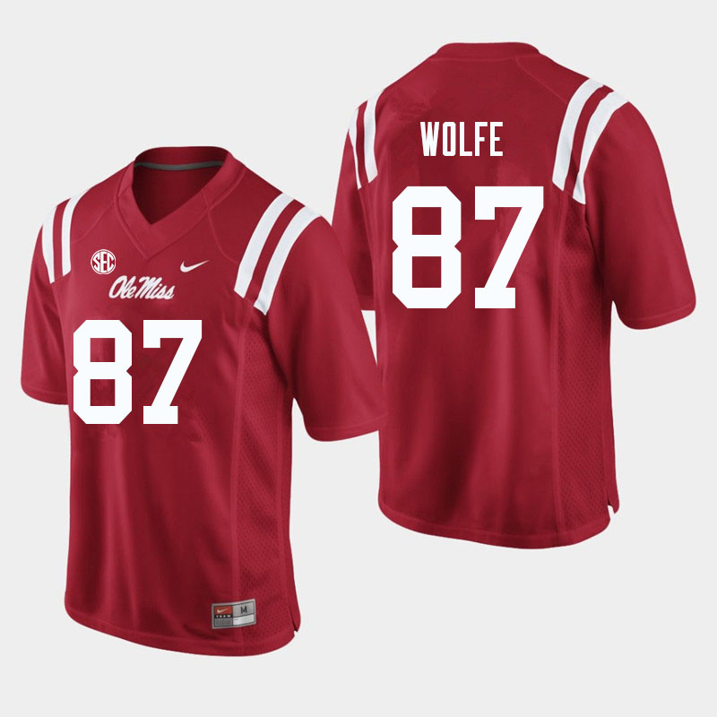 Hudson Wolfe Ole Miss Rebels NCAA Men's Red #87 Stitched Limited College Football Jersey UTZ2258NV